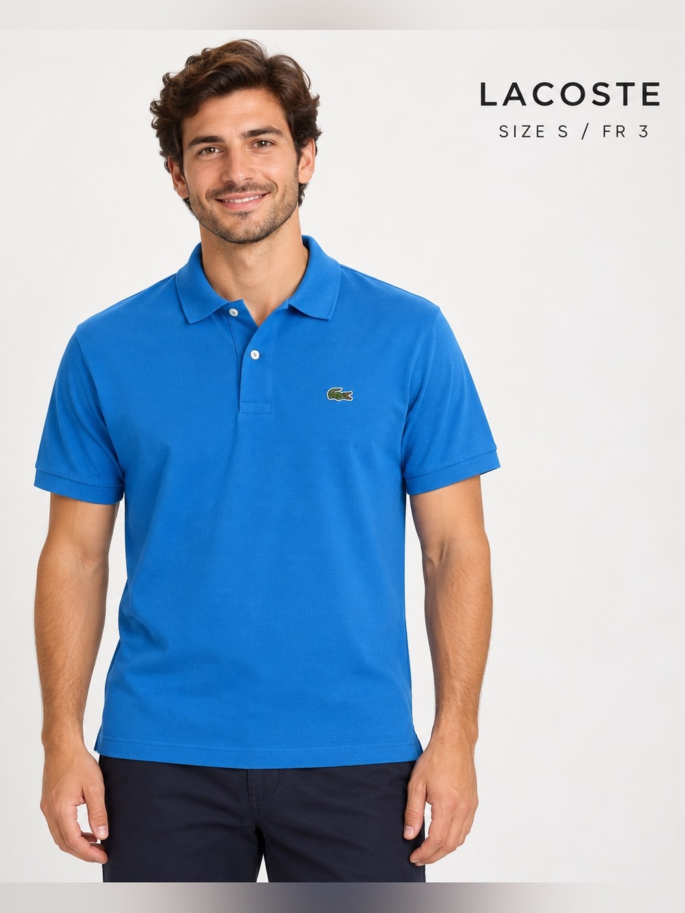 Lacoste Men’s Blue Classic Fit Cotton Polo Shirt Size S / FR 3